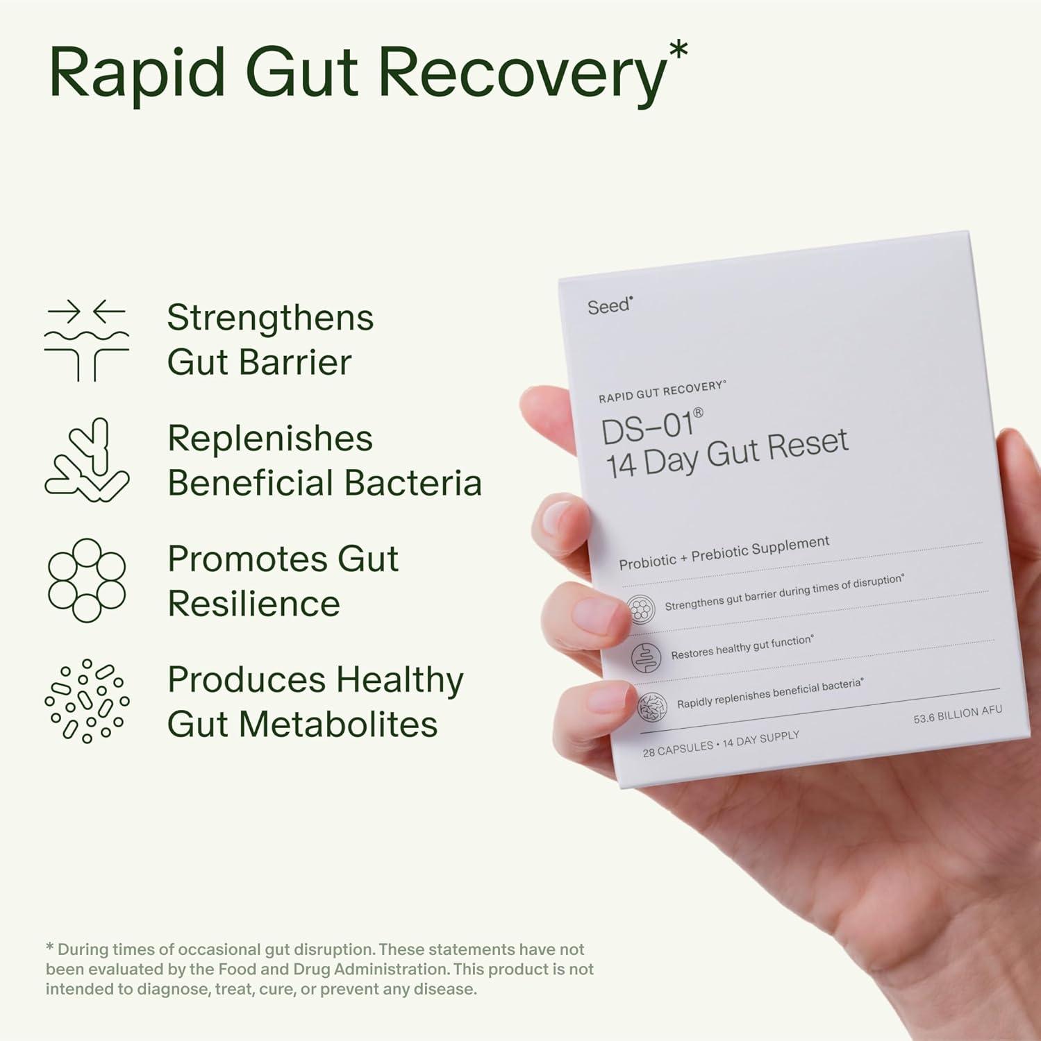 image:imageSeed 14 Day Gut Reset Prebiotic and Probiotic for Women amp Men Digestive Health Gut Health Rapid Gut Recovery Bloating amp Constipation Relief Vegan amp ShelfStable 28 Capsules 14Day Supply