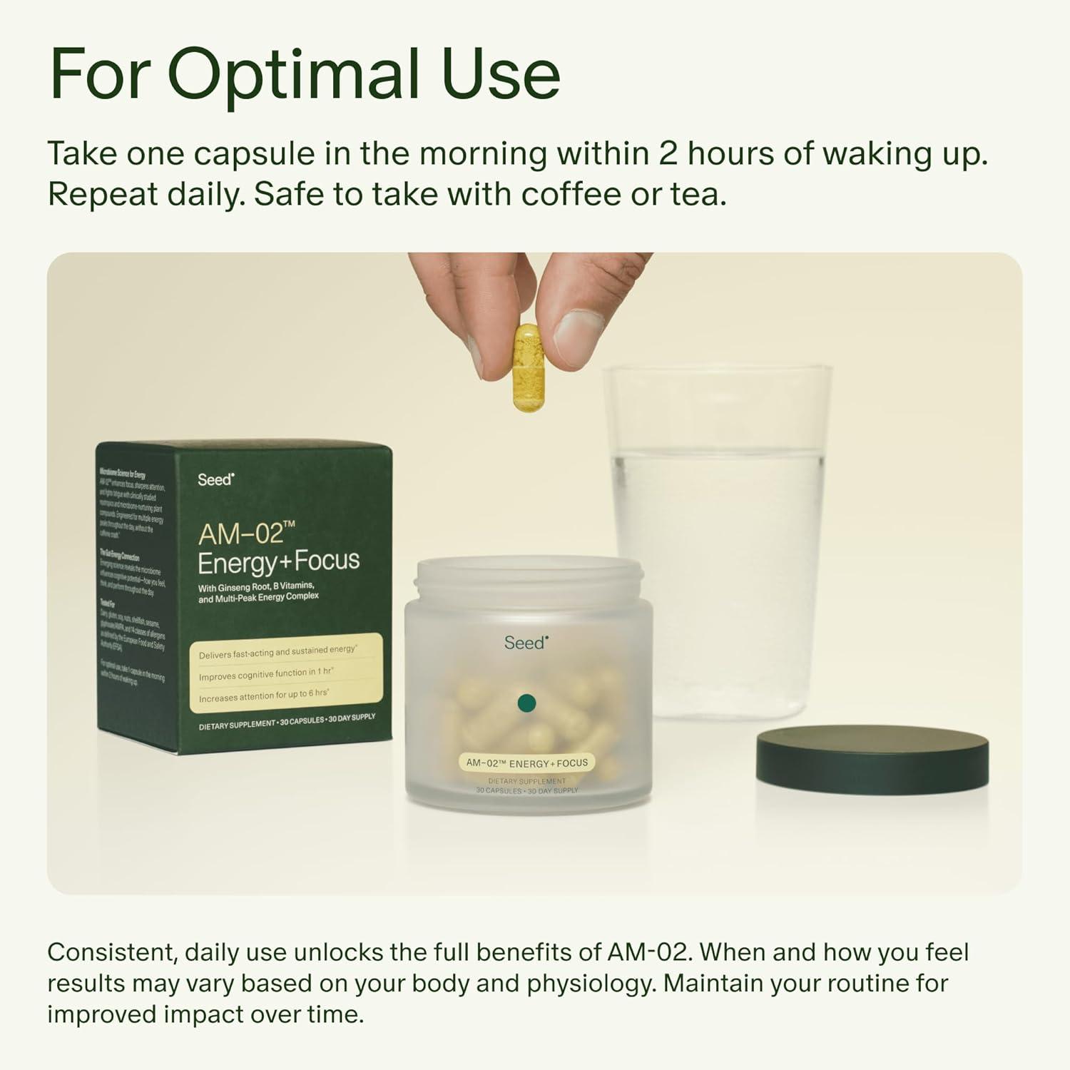 image:imageSeed DS01 Daily Synbiotic amp AM02 Energy Focus Bundle Probiotic and Nootroptic Supplment for Women and Men Vegan 30Day Supply