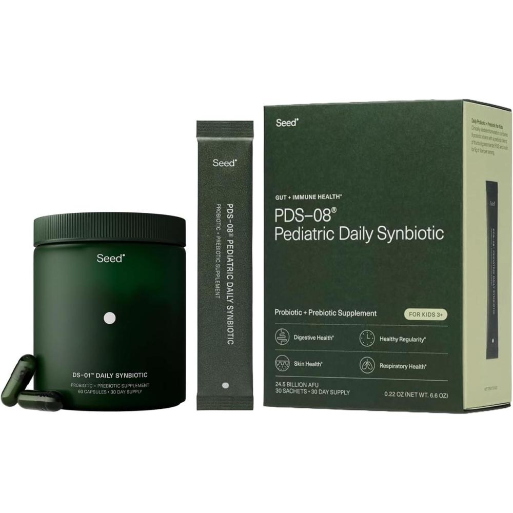 image:imageSeed DS01 Daily Synbiotic for Adults PDS08 Pediatric Synbiotic for Kids Ages 317 Prebiotics and Probiotics 2Piece Bundle