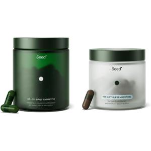 Seed DS-01 Daily Synbiotic & PM-02 Sleep + Restore Bundle – Probiotic and Sleep Aid for Women and Men – Vegan – 30-Day Supply