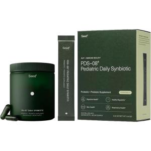 Seed DS-01 Daily Synbiotic for Adults PDS-08 Pediatric Synbiotic for Kids Ages 3-17 – Prebiotics and Probiotics – 2-Piece Bundle