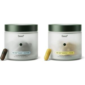 Seed PM-02 Sleep + Restore & AM-02 Energy + Focus Bundle – Sleep Aid and Nootroptic Supplment for Women and Men – Vegan – 30-Day Supply