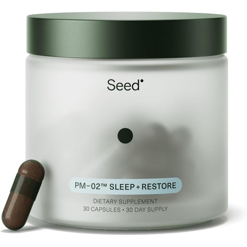 image:imageSeed PM02 Sleep Restore Sleep Aid for Women amp Men NonHabit Forming Bioidentical Melatonin amp Ashwagandha Vegan amp ShelfStable 30 Capsules 30Day Supply