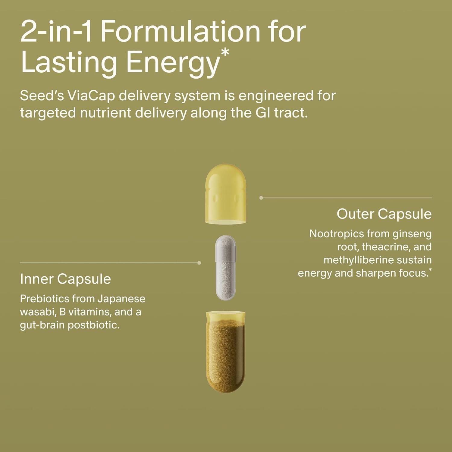 image:imageSeed AM02 Energy Focus Daily Nootropic Supplement for Women amp Men FastActing amp Sustained Energy for Up to 6 Hours CaffeineFree Vegan amp ShelfStable 30 Capsules 30Day Supply