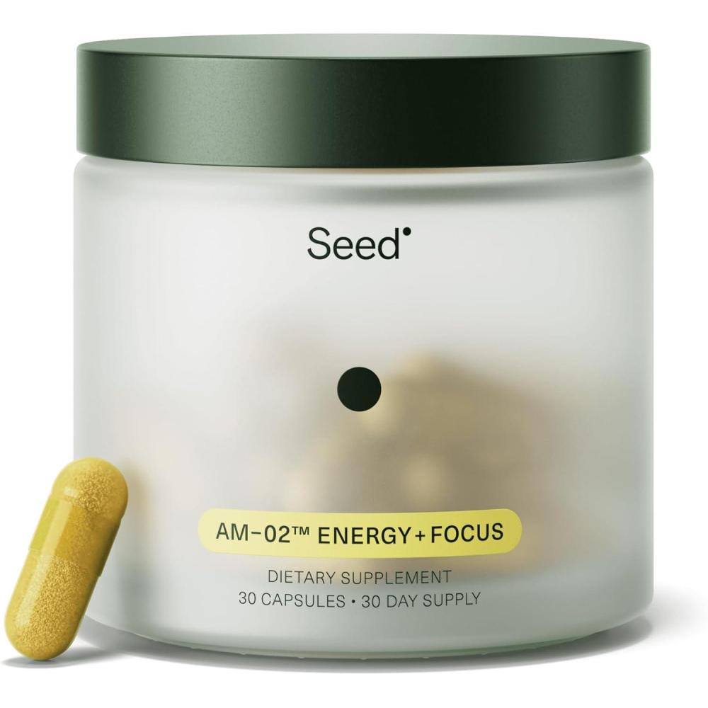 image:imageSeed AM02 Energy Focus Daily Nootropic Supplement for Women amp Men FastActing amp Sustained Energy for Up to 6 Hours CaffeineFree Vegan amp ShelfStable 30 Capsules 30Day Supply