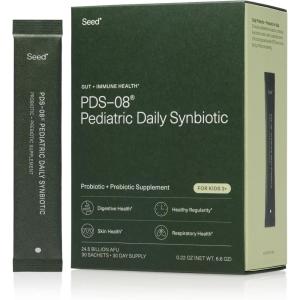 Seed PDS-08 Pediatric Daily Synbiotic – Fiber-Based Prebiotic & Probiotic for Kids – Digestive Health, Regularity, Constipation Relief – Ages 3-17 – Vegan and Shelf-Stable – 30 Sachets (30-Day Supply)